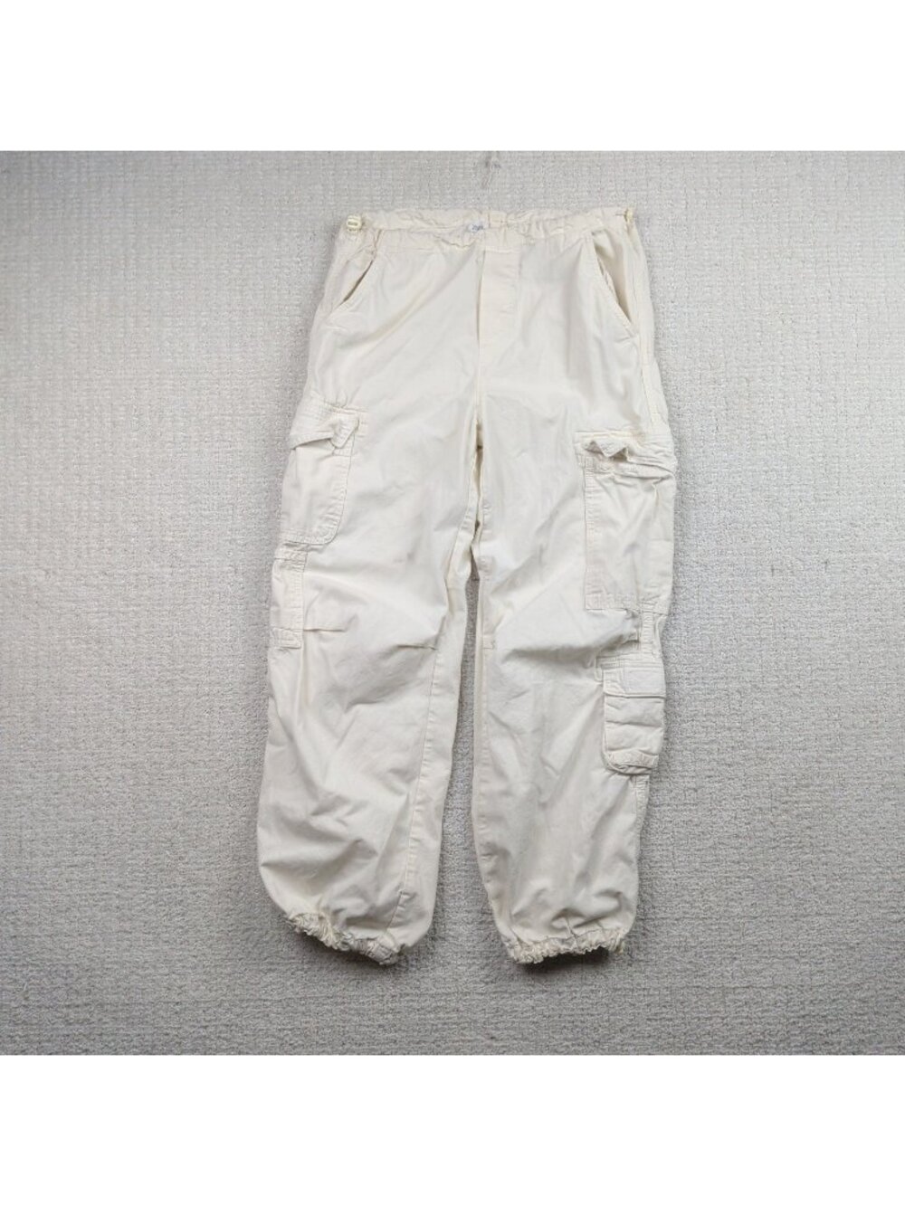 Y2K Zara Parachute Pants Cargo Utility Tactical Baggy Hem Off-White Skate Read